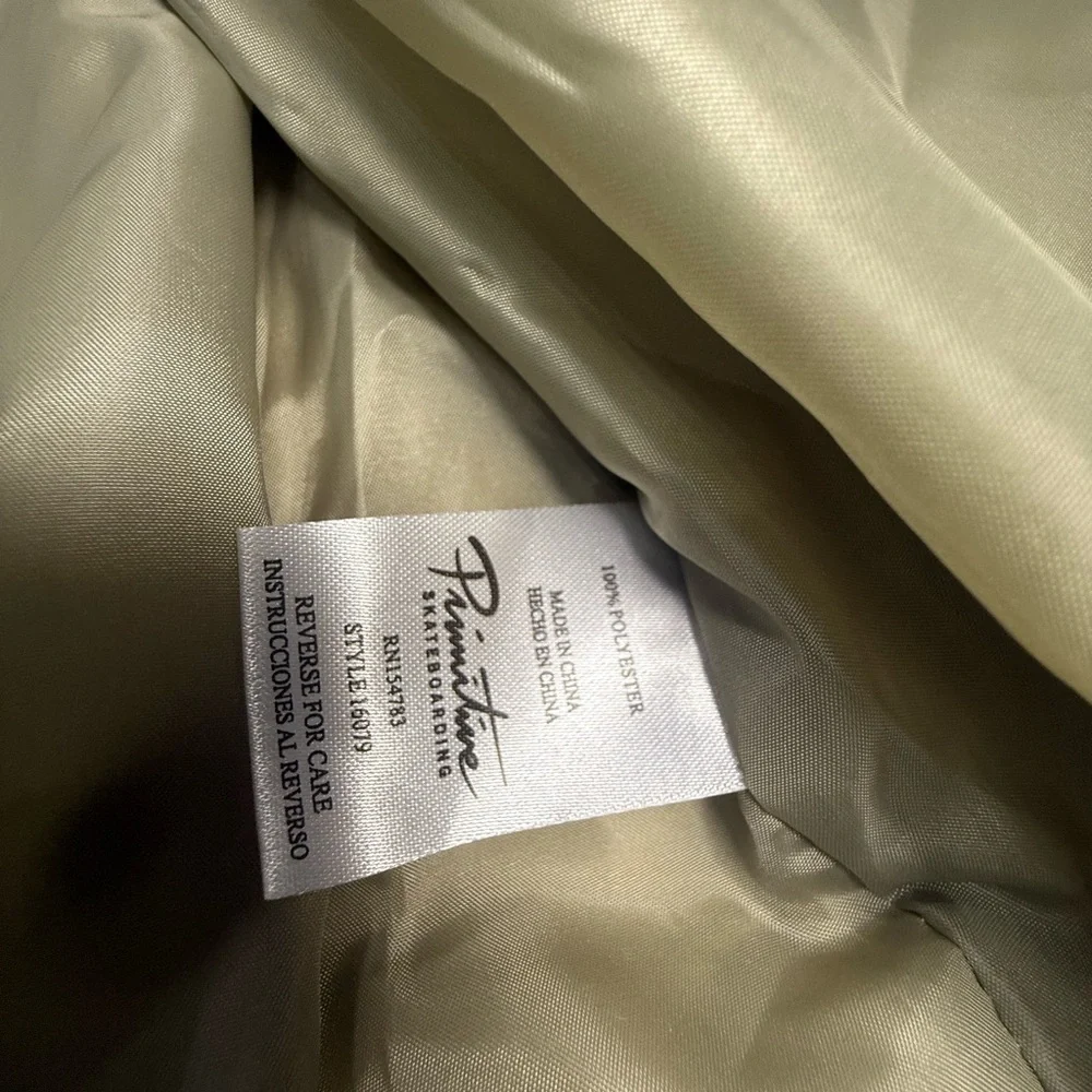 NWT Men’s Primitive Skateboarding Beige Satin Bomber Jacket Size Large L